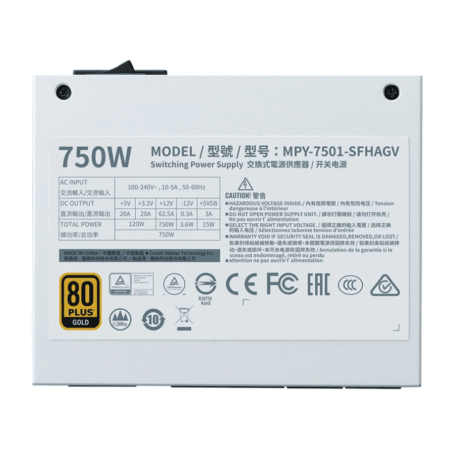 پاور 750 وات کولر مستر V750 SFX GOLD V2 ATX 3.0 WHITE EDITION — تصویر ۴