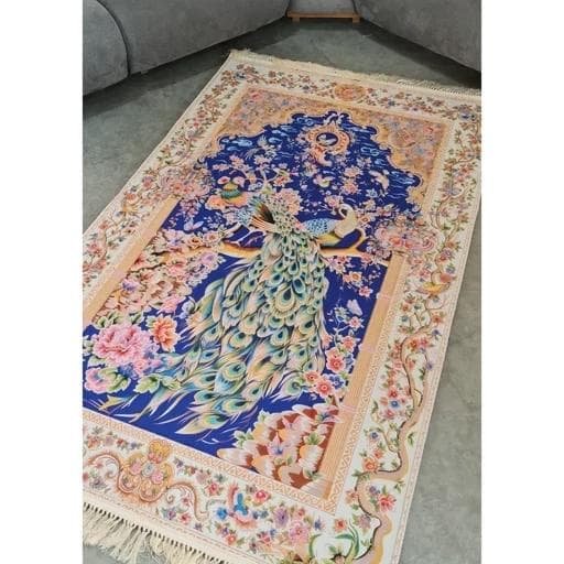 فرش ماشینی چاپی | فرشینه مخمل طرح طاووس 02 (پس کرایه)