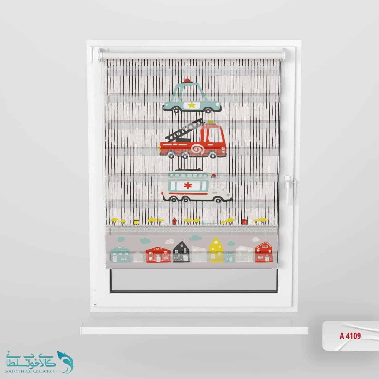 پرده زبرا اتاق کودک طرح ماشین پلیس کد A4109