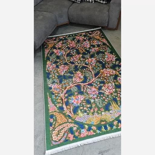 فرش ماشینی چاپی | فرشینه هازان ترک سبز 023 (پس کرایه) — تصویر ۲