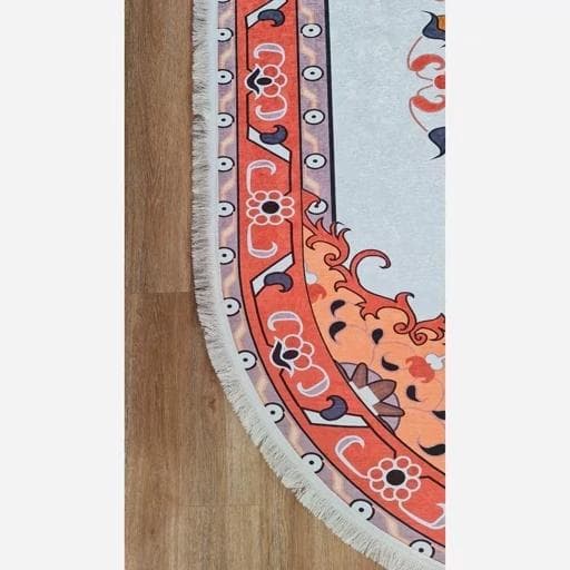 فرش ماشینی چاپی | فرشینه بیضی هازان ترک کد B104 (پس کرایه) — تصویر ۵