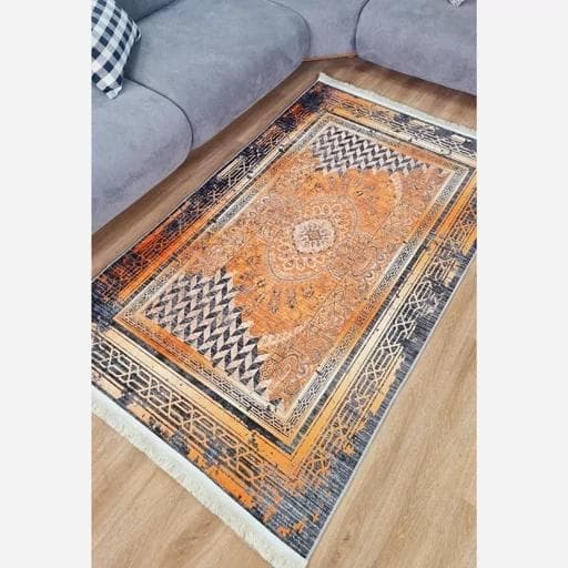 فرش مدرن هازان ترک طوسی نارنجی h482 (پس کرایه) — تصویر ۵