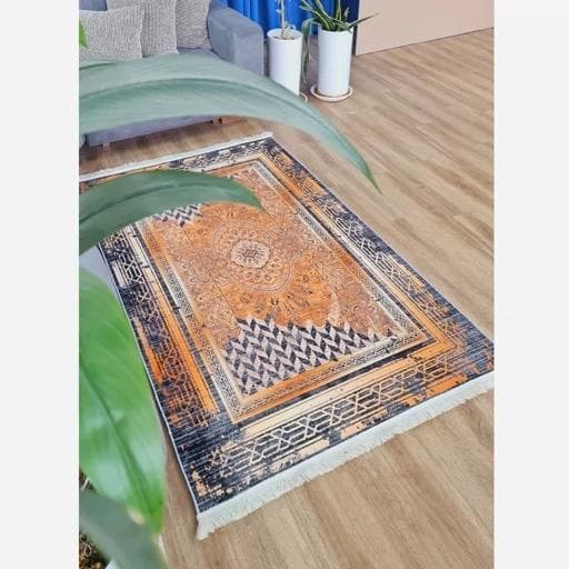 فرش مدرن هازان ترک طوسی نارنجی h482 (پس کرایه) — تصویر ۶