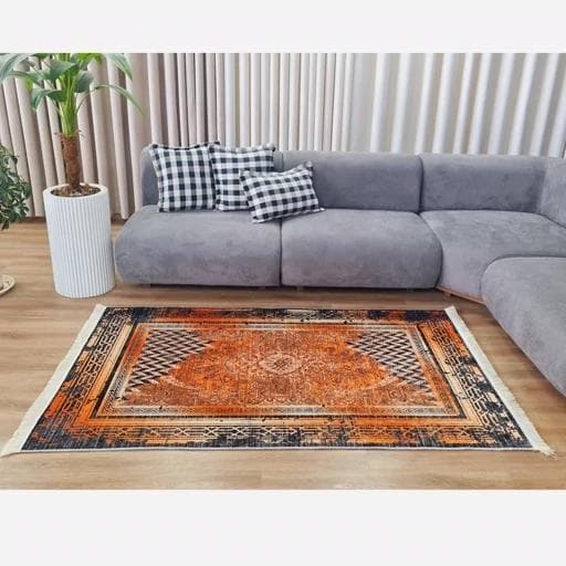 فرش مدرن هازان ترک طوسی نارنجی h482 (پس کرایه) — تصویر ۷