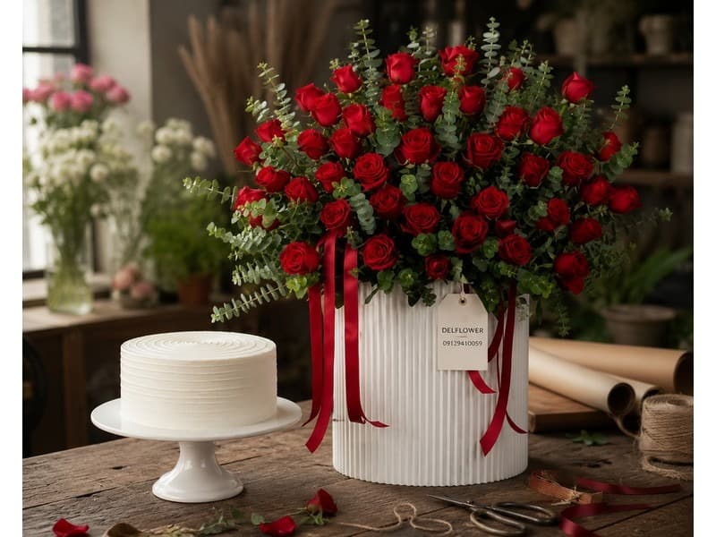 گل و کیک برای اولین قرارداد آزاد – گل فروشی آنلاین تهران | باکس گل | دسته گل | گل تولد | گل ترحیم