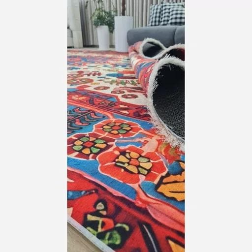 فرش ماشینی چاپی | فرشینه مخمل طرح هریس سنتی لاکی (پس کرایه) — تصویر ۷