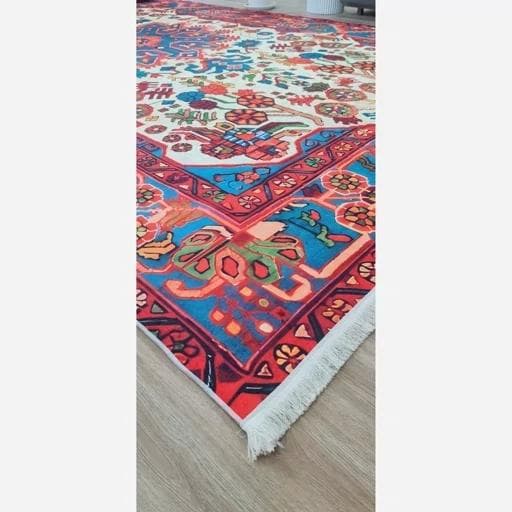 فرش ماشینی چاپی | فرشینه مخمل طرح هریس سنتی لاکی (پس کرایه) — تصویر ۸