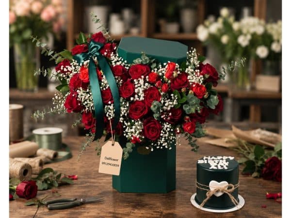 گل و کیک برای مدیر محصول استارتاپ – گل فروشی آنلاین تهران | باکس گل | دسته گل | گل تولد | گل ترحیم — تصویر ۲
