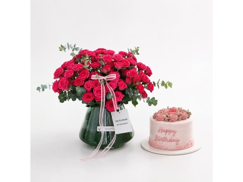 گل و کیک برای هنرمند خوشنویس – گل فروشی آنلاین تهران | باکس گل | دسته گل | گل تولد | گل ترحیم
