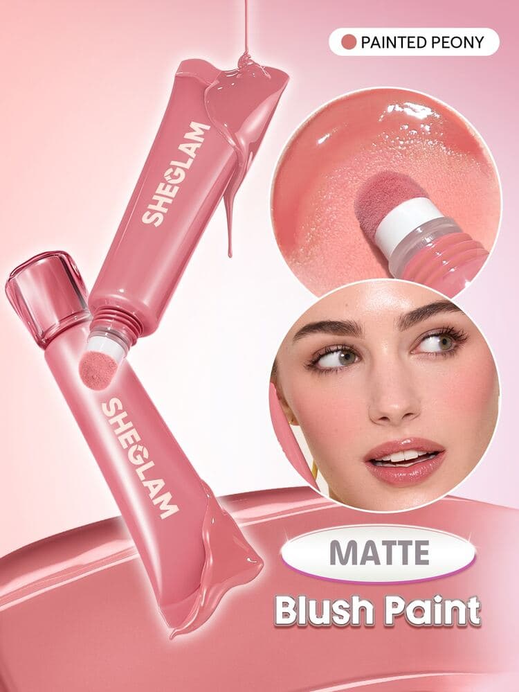 رژگونه مایع مات پد دار شیگلم رنگ Squeeze & Dot matte blush paint- painted peony — تصویر ۳