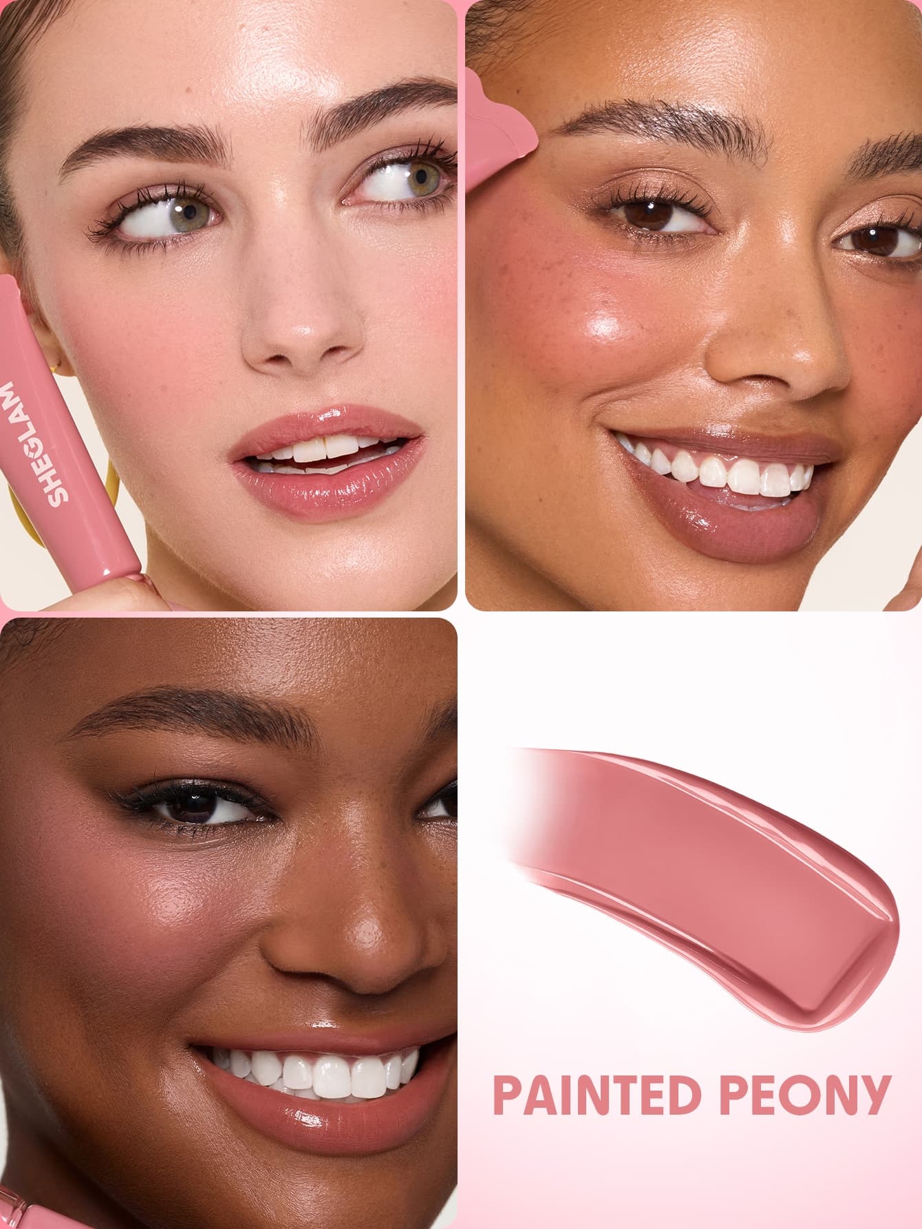 رژگونه مایع مات پد دار شیگلم رنگ Squeeze & Dot matte blush paint- painted peony — تصویر ۲