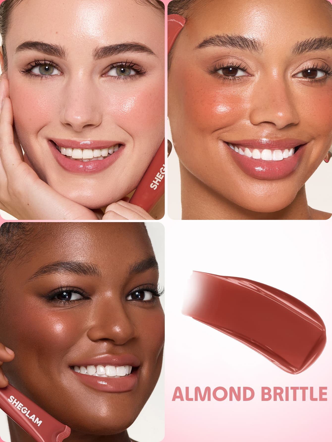 رژگونه مایع مات پد دار شیگلم رنگ Squeeze & Dot matte blush paint- Almond brittle — تصویر ۳