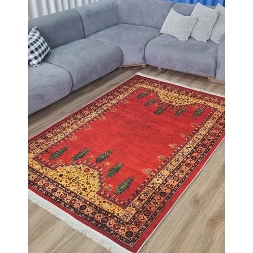 فرش ماشینی چاپی | فرشینه مخمل قشقایی طرح سنتی لاکی (پس کرایه)