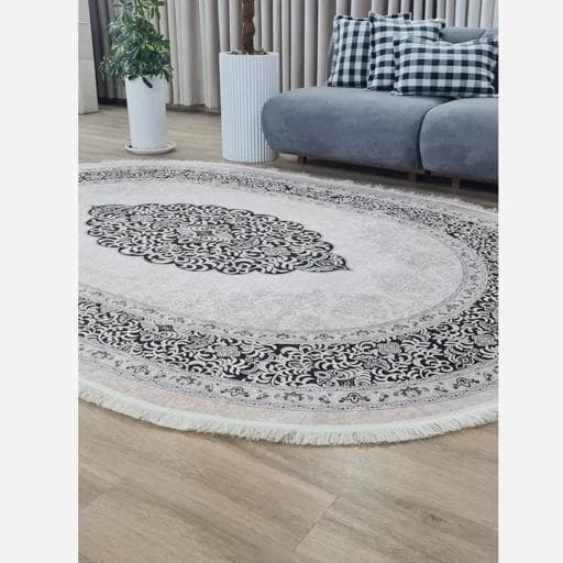 فرش ماشینی چاپی | فرشینه بیضی هازان ترک مدرن کد b51 (پس کرایه) — تصویر ۶