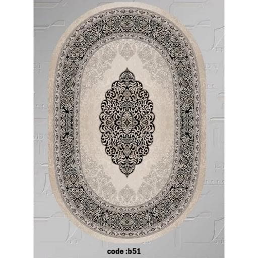 فرش ماشینی چاپی | فرشینه بیضی هازان ترک مدرن کد b51 (پس کرایه) — تصویر ۲