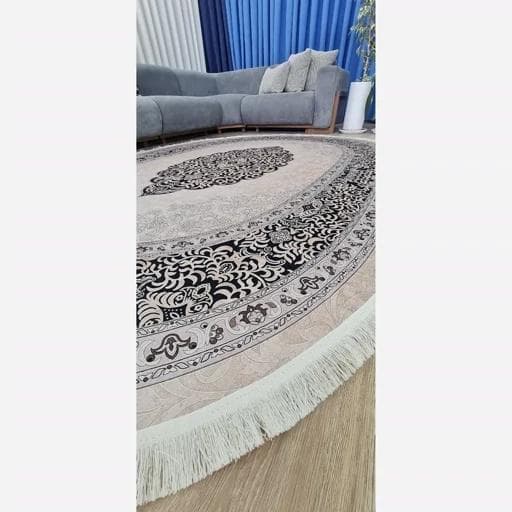 فرش ماشینی چاپی | فرشینه بیضی هازان ترک مدرن کد b51 (پس کرایه) — تصویر ۵