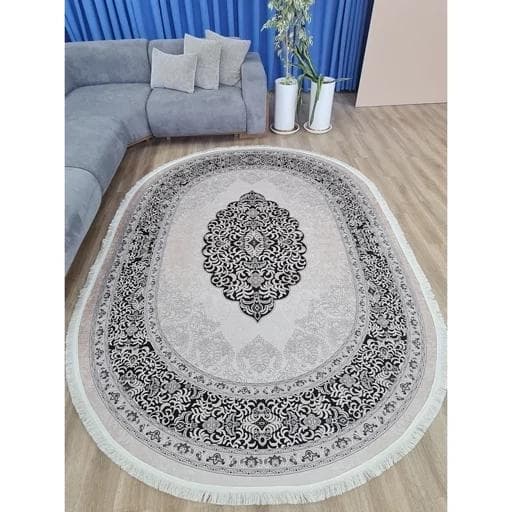 فرش ماشینی چاپی | فرشینه بیضی هازان ترک مدرن کد b51 (پس کرایه) — تصویر ۸