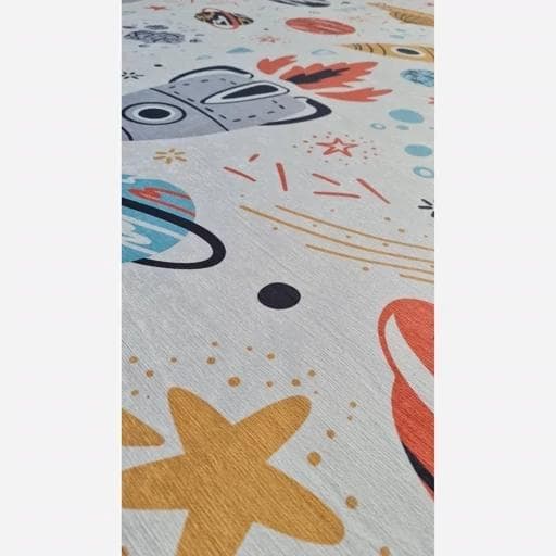 فرش ماشینی چاپی | فرشینه کودک هازان ترک طرح فضانوردی و سفینه کد C177 (پس کرایه) — تصویر ۳