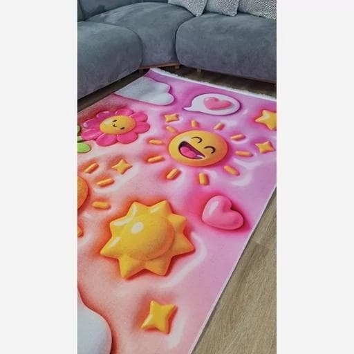 فرش ماشینی چاپی | فرشینه کودک هازان ترک سه بعدی طرح خورشید کد8100 (پس کرایه) — تصویر ۷