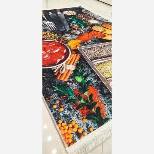 فرش ماشینی چاپی | فرشینه آشپزخانه هازان ترک طرح ادویه کد h085 (پس کرایه) — تصویر ۴