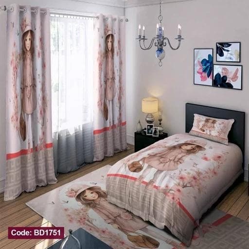 ست فانتزی روتختی چاپی دخترانه طرح نوجوان کد bd1751 (پس کرایه)