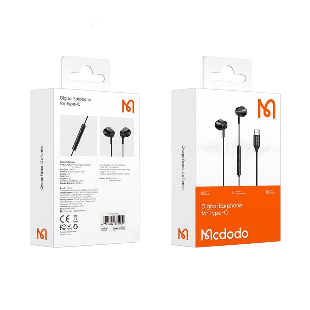 هندزفری با سیم تایپ سی مک دودو مدل Mcdodo HP-4070 — تصویر ۲