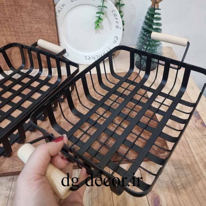 سینی فلزی دسته دار مستطیل متوسط