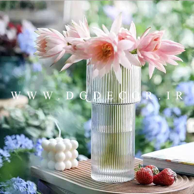 گلدان شیشه ای استوانه دکوراتیو