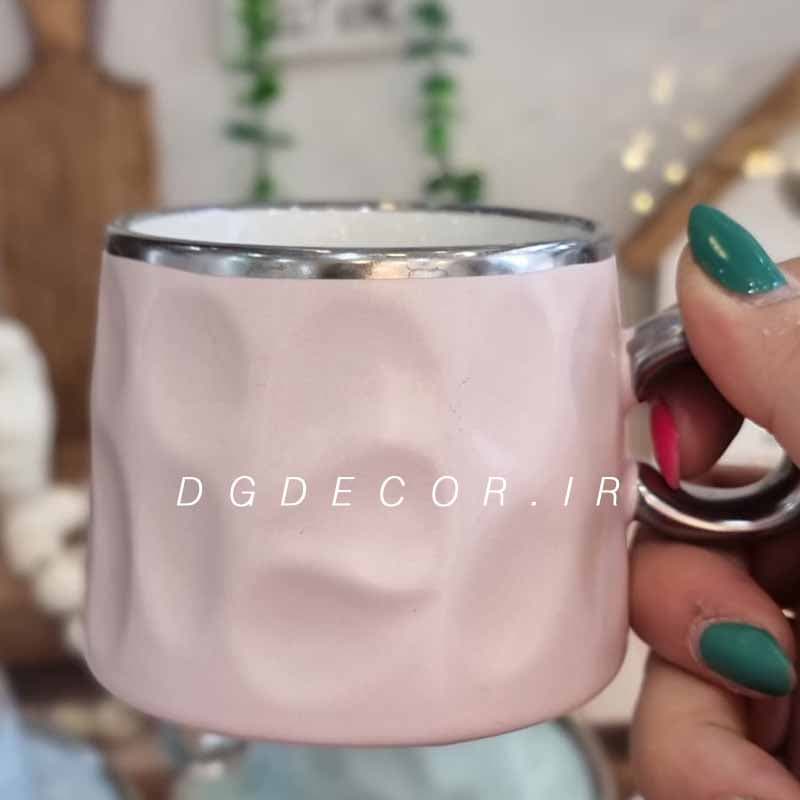 فنجان نعلبکی رنگی دسته نقره ای — تصویر ۴