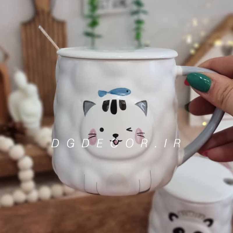ماگ سفید سرامیکی با طرح حیوانات — تصویر ۲