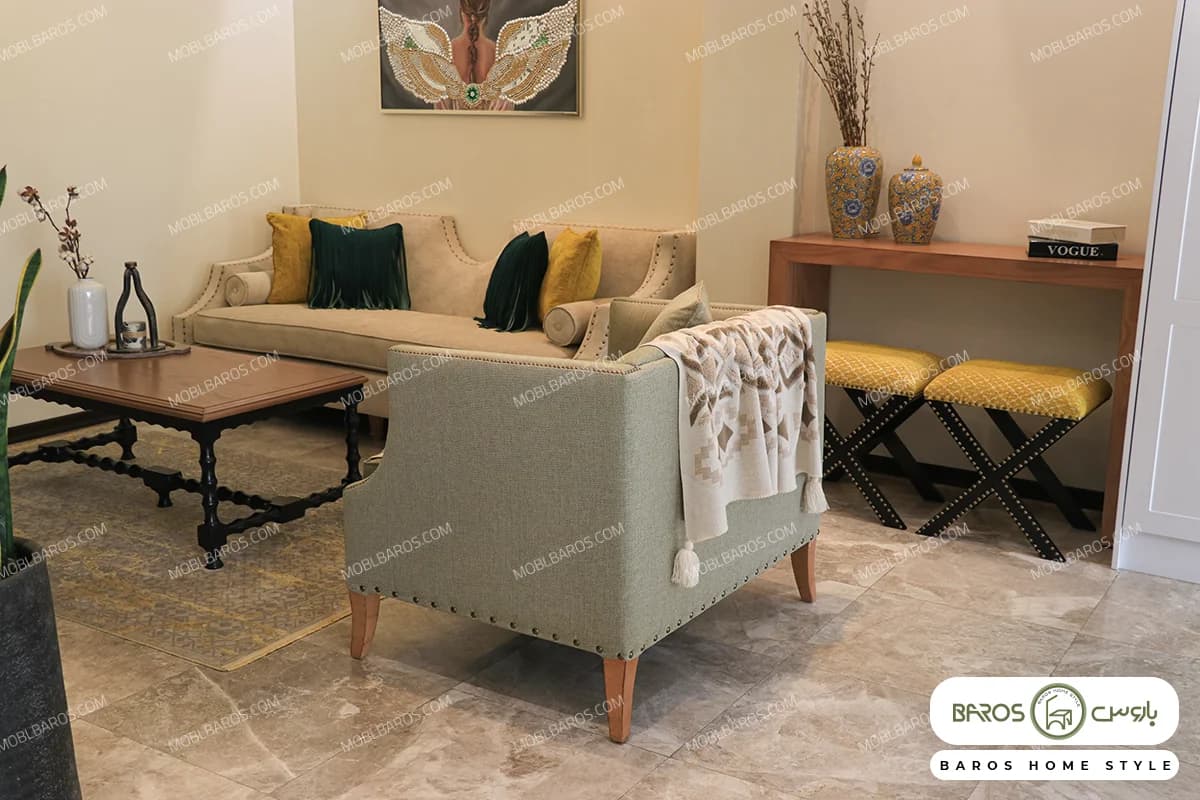 مبل تکنفره مدرن و راحتی گندم — تصویر ۶