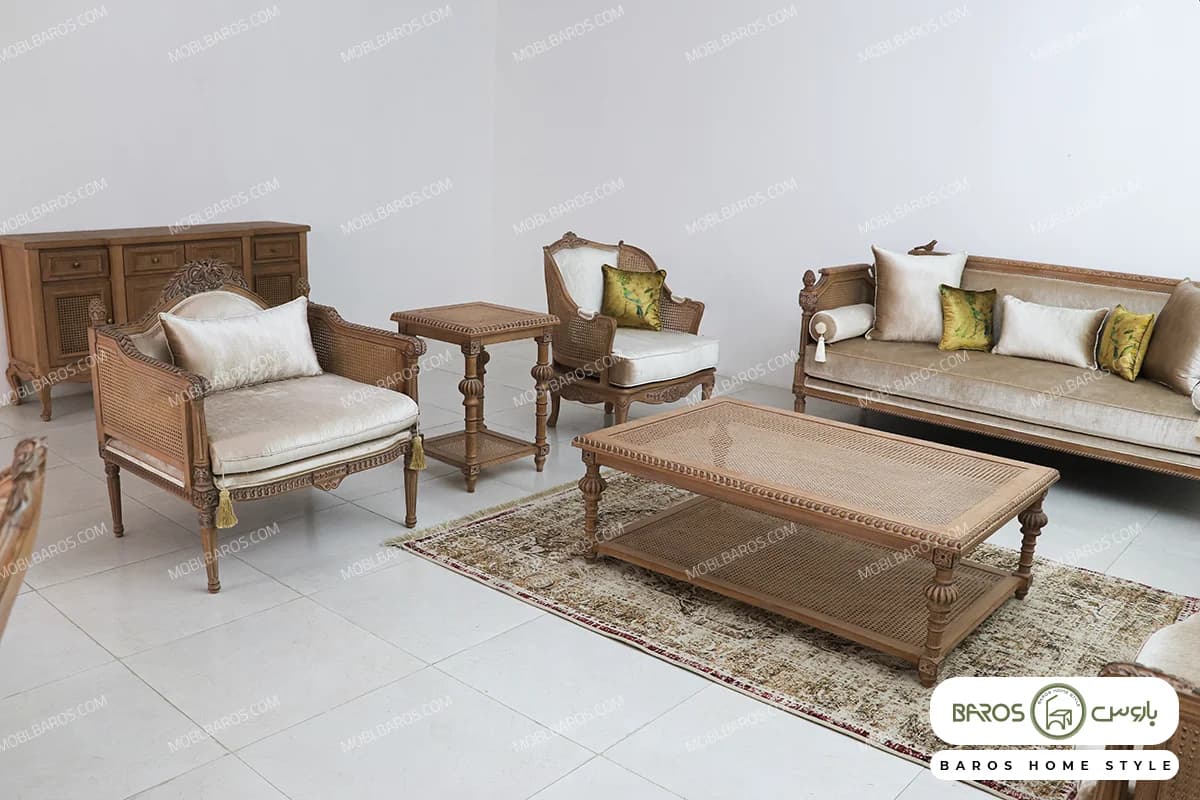 مبل کلاسیک کاجی با مبل تکنفره پرنس — تصویر ۲