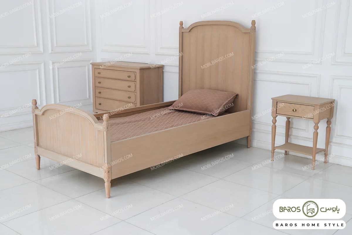 سرویس خواب تکنفره و نوجوان چوبی کاجی کد ۲ — تصویر ۳