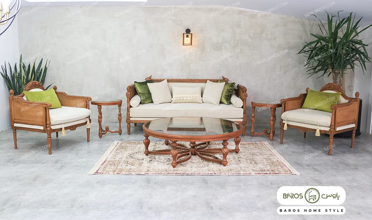 مبل کلاسیک کاجی و کاناپه گندم — تصویر ۲