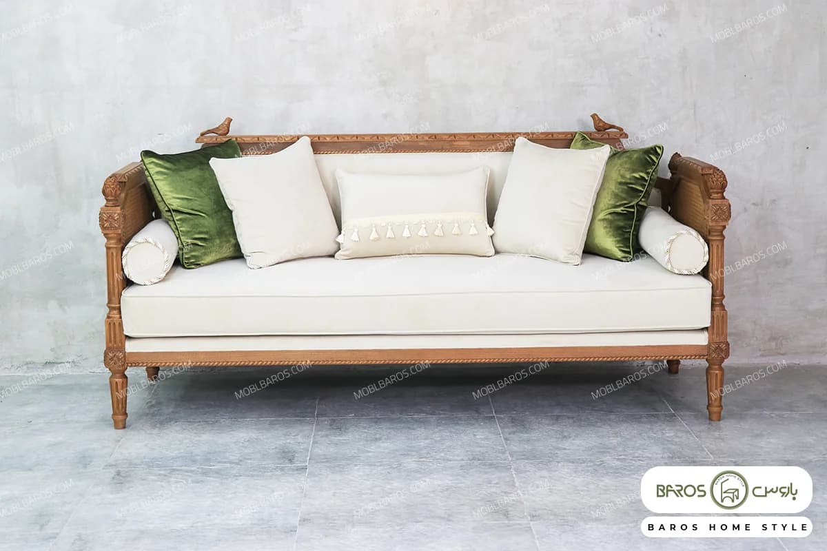 مبل کلاسیک کاجی و کاناپه گیسو — تصویر ۸