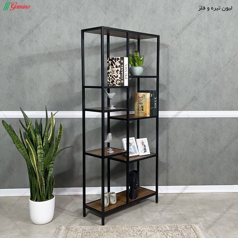کتابخانه چوبی فلز و چوب مدل k102 — تصویر ۳