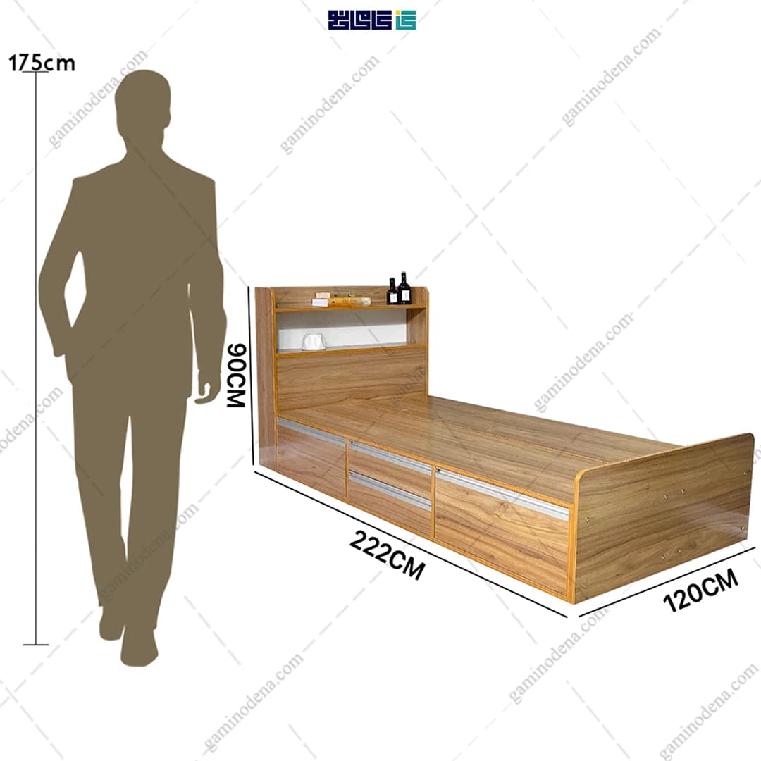 تخت خواب باکس دار و کشویی رویال 120 — تصویر ۷