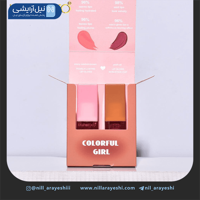 پک رژ لب مایع شاین دار و شاین لب دو قلو کوین اند ک وکو کد Kc246083 — تصویر ۴