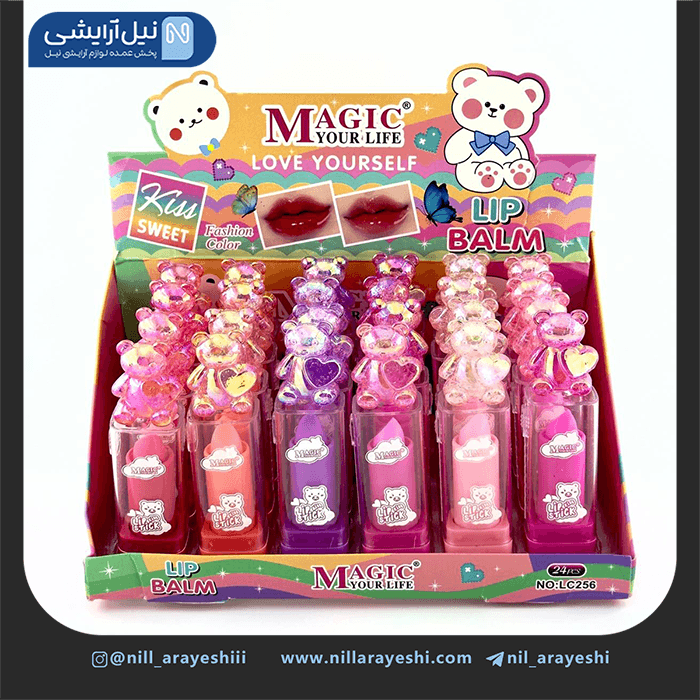 بالم لب حرارتی خرس کریستالی هولوگرامی مجیک کد Lc25 6