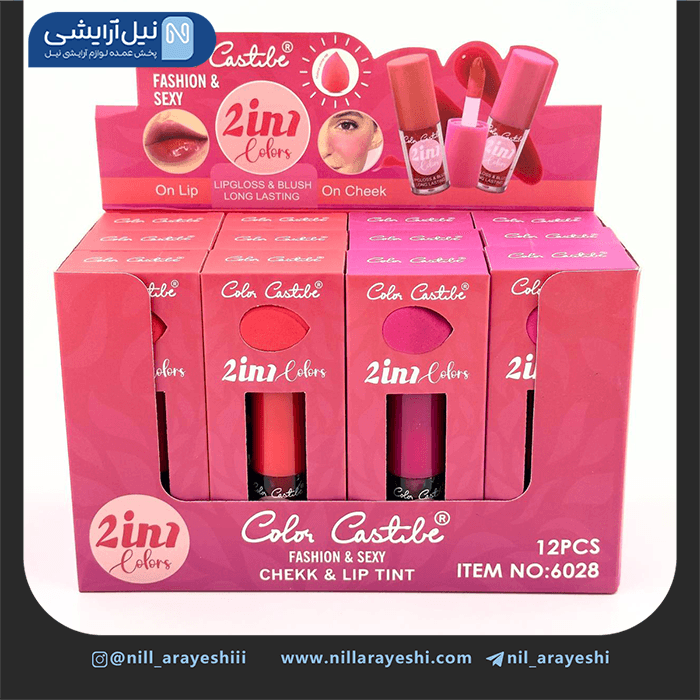 پک تینت لب و گونه همراه پد تخم مرغی کالر کاستل کد 6028 — تصویر ۵