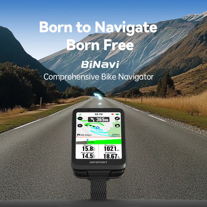 کامپیوتر دوچرخه iGPSPORT BINAVI | مسیریابی حرفهای با GPS و هشدار پیچ — تصویر ۲