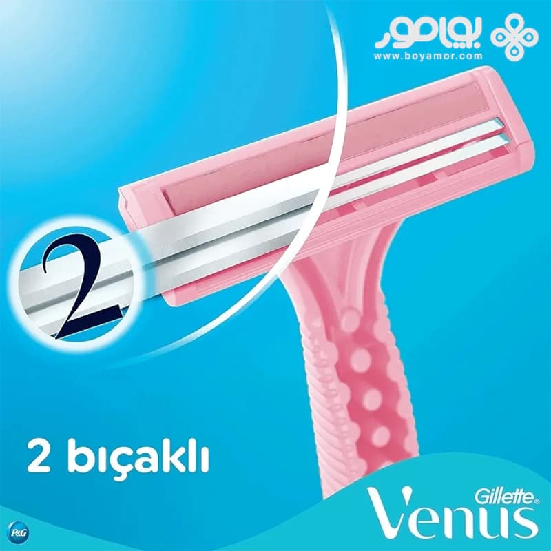 خودتراش ژیلت ونوس 2 تیغ مدل BASIC بسته 5 عددی — تصویر ۲