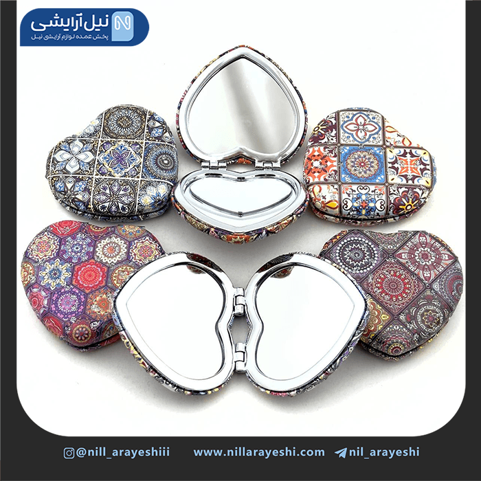 آیینه جیبی قلبی طرح سنتی