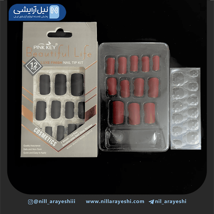 ناخن مصنوعی به همراه چسب ژله ای پینک کی کد pt3330 – 1