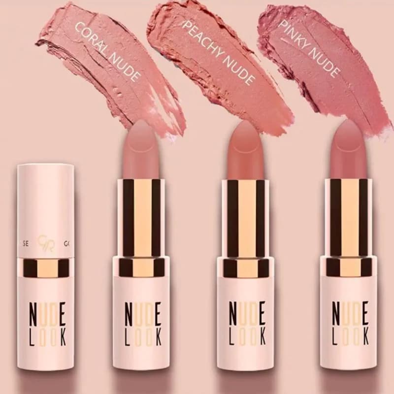 رژ لب جامد مات گلدن رز مدل NUDE LOOK شماره 03 رنگ PINKY NUDE — تصویر ۳