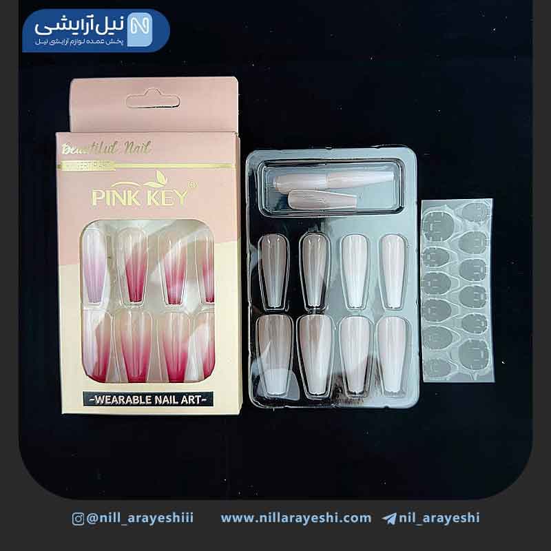 ناخن مصنوعی به همراه چسب ژله ای پینک کی کد DO2375