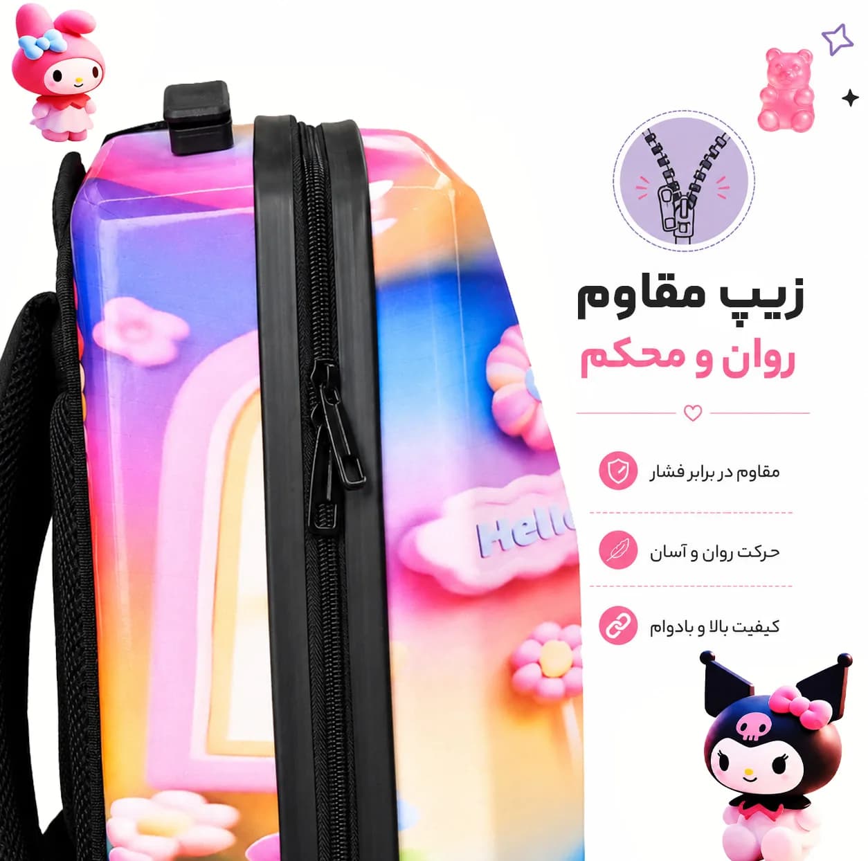 کوله پشتی مدرسه مارینوکس مارول مدل Kuromi — تصویر ۴