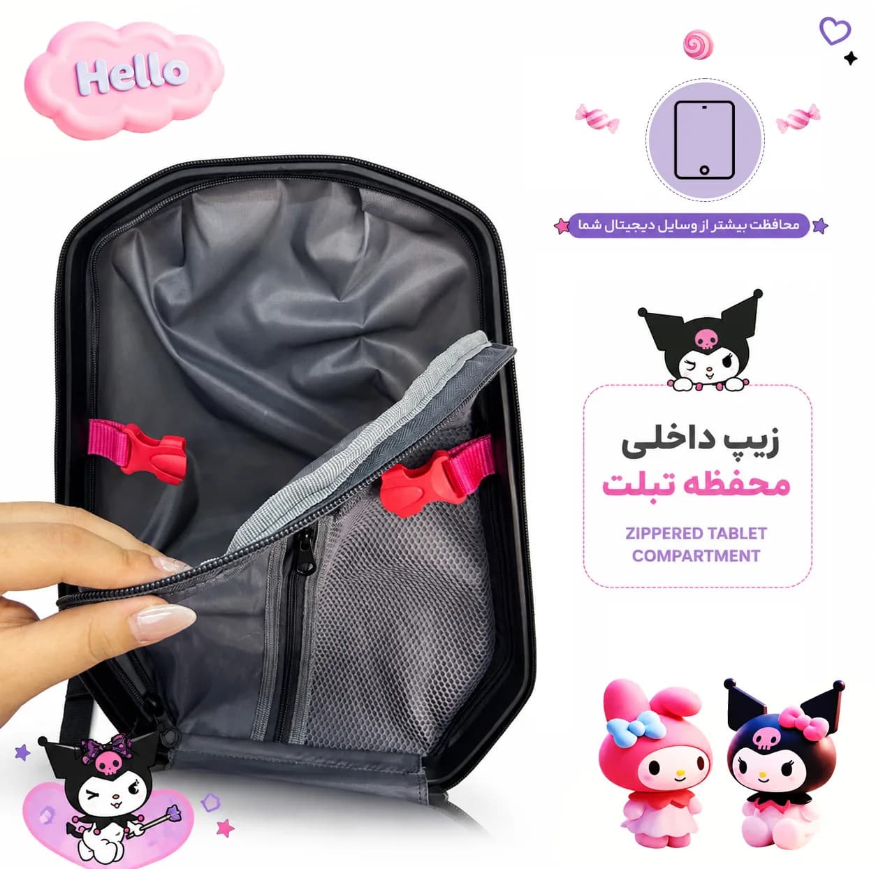 کوله پشتی مدرسه مارینوکس مارول مدل Kuromi — تصویر ۸