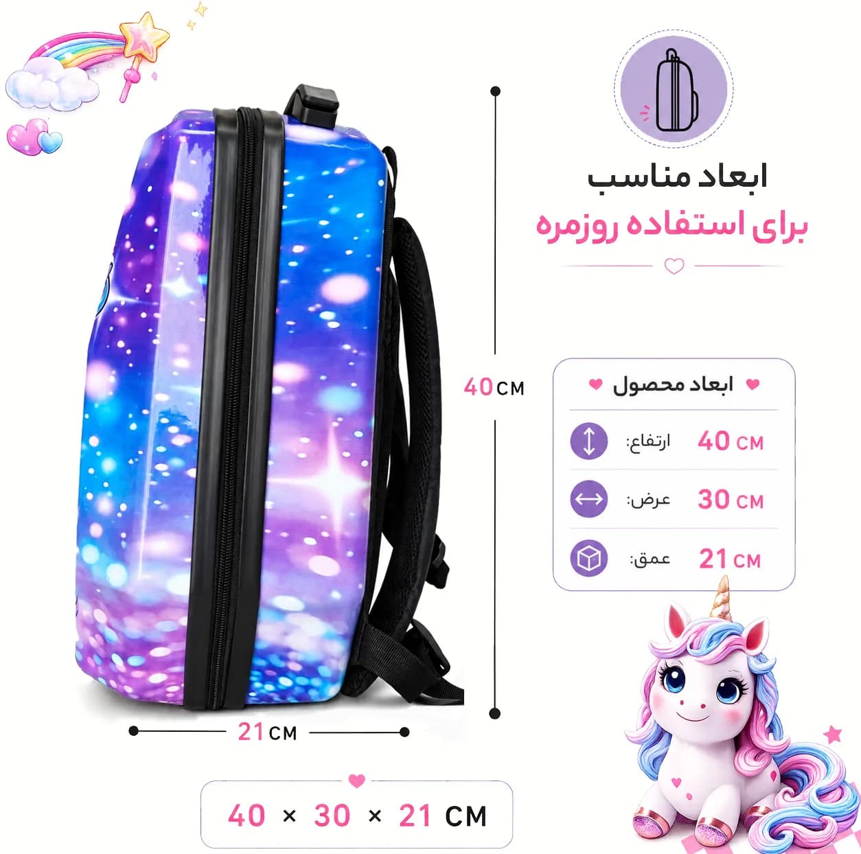 کوله پشتی مدرسه مارینوکس مارول مدل Unicorn — تصویر ۴