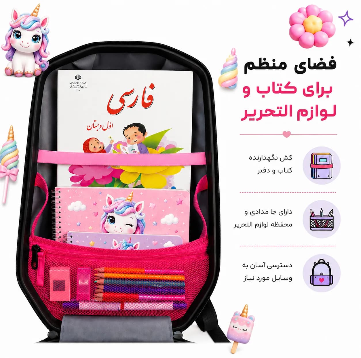 کوله پشتی مدرسه مارینوکس مارول مدل Unicorn — تصویر ۷